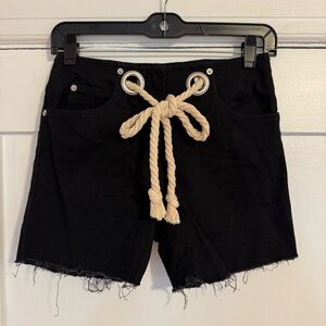 Miaou Noemie Black Denim shorts with rope belt